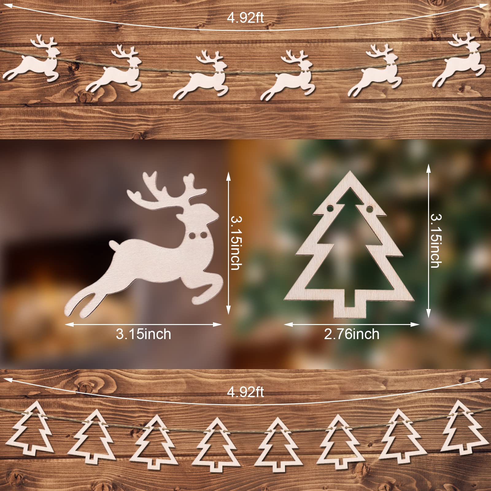 Amazon.co.jp: 木製メリークリスマスバナー 4ピース クリスマス