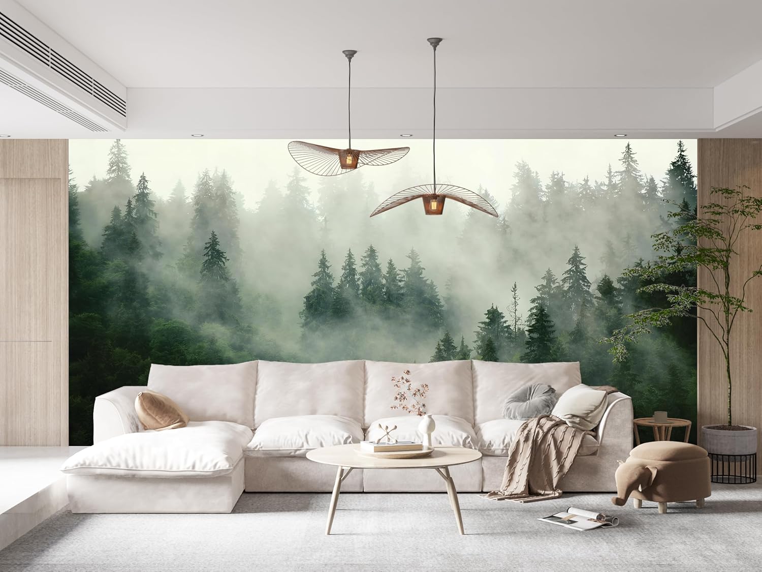 Peel and Stick Wallpaper Bedroom,Mural Forest for Office Wall or Sofa Accent Wall (E19, 118 "×83 ")