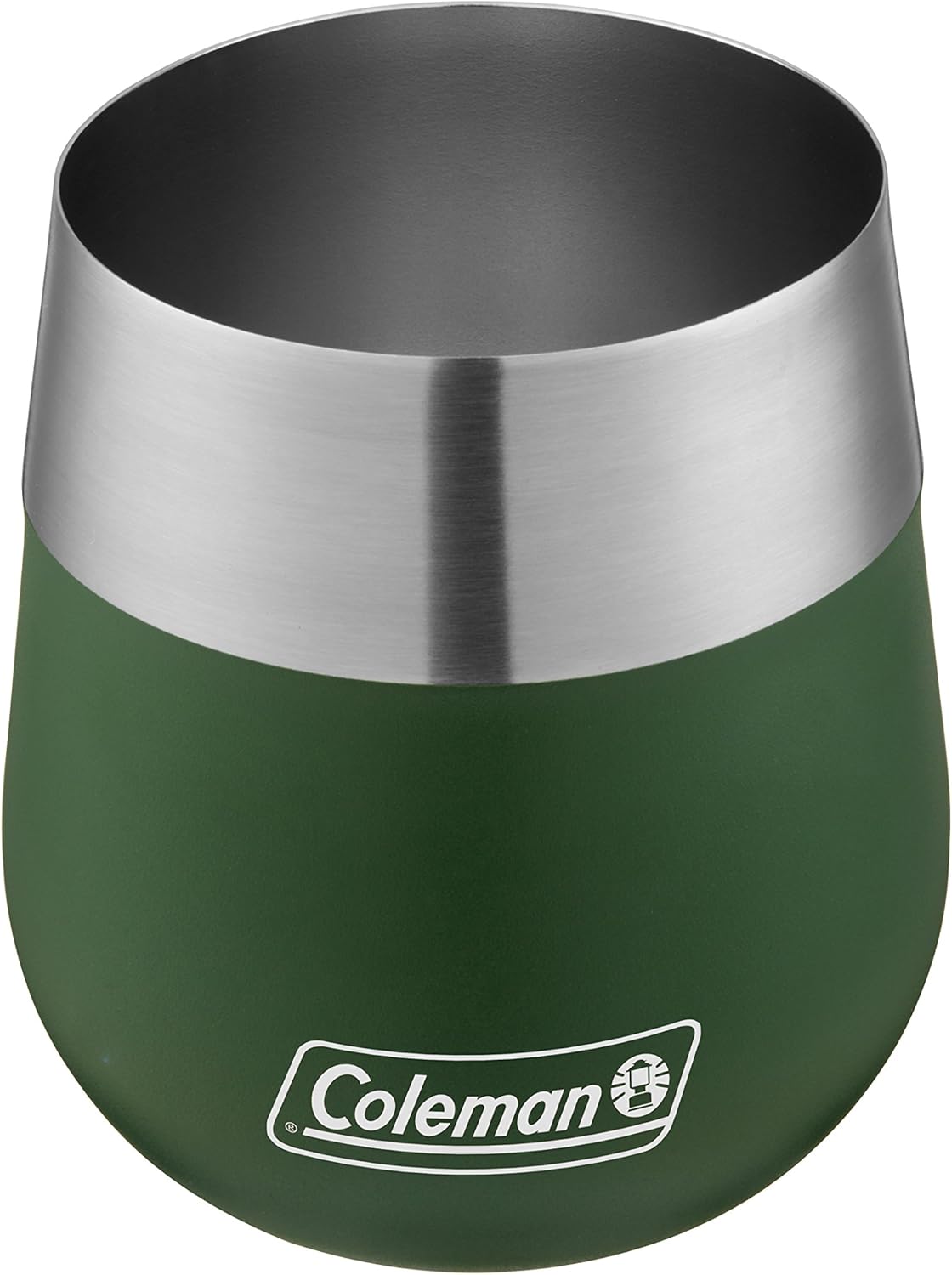 Coleman Claret Vacuum-Insulated Stainless Steel Wine Glass, 13oz Outdoor Wine Glass for Camping, Tailgating, Beach, Picnic & Backyard Patio Heritage Green 13 Oz