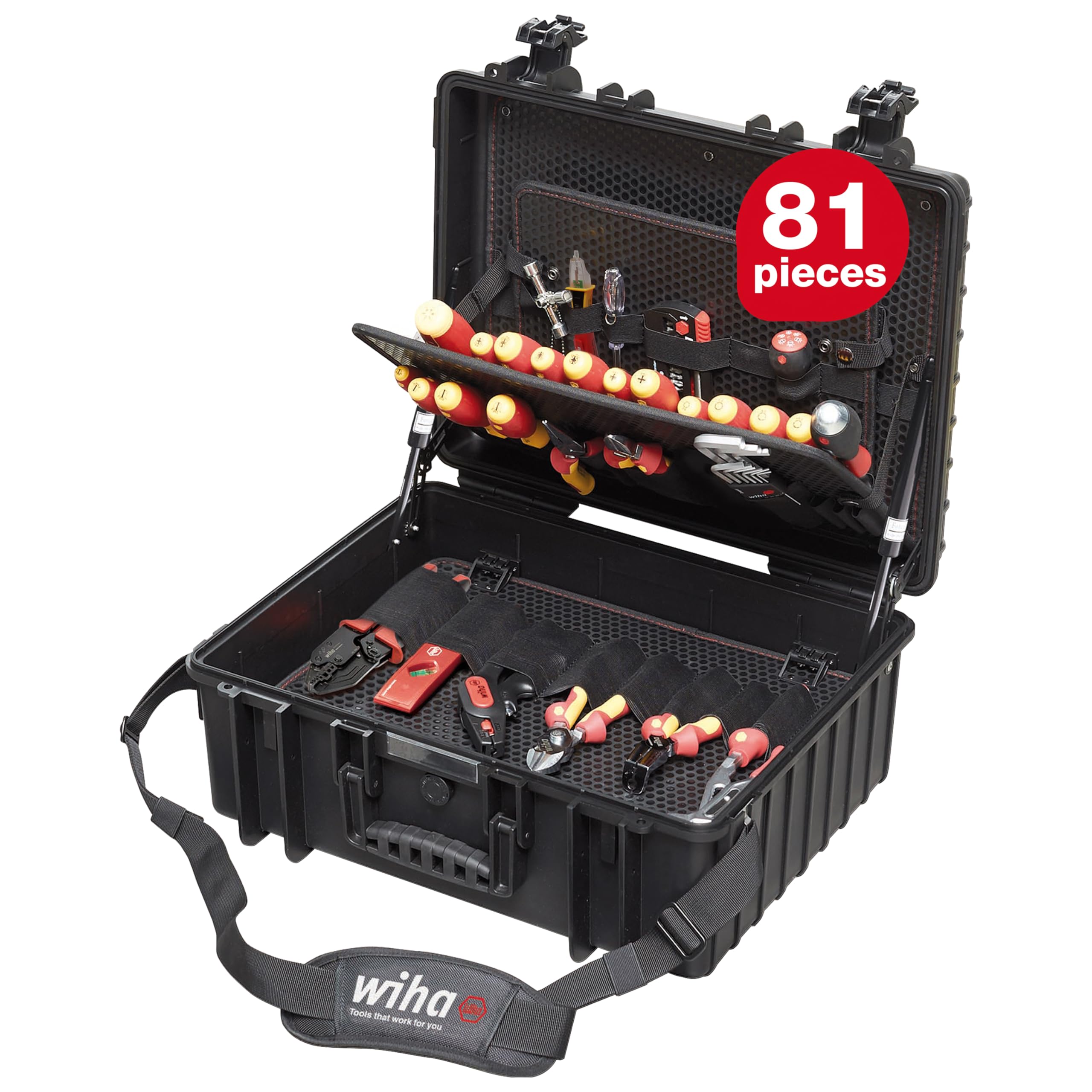 Wiha 9300702 Competence Electrician Tool Set VDE-Insulated Screwdriver Kit, Black, X-Large, 80-Piece