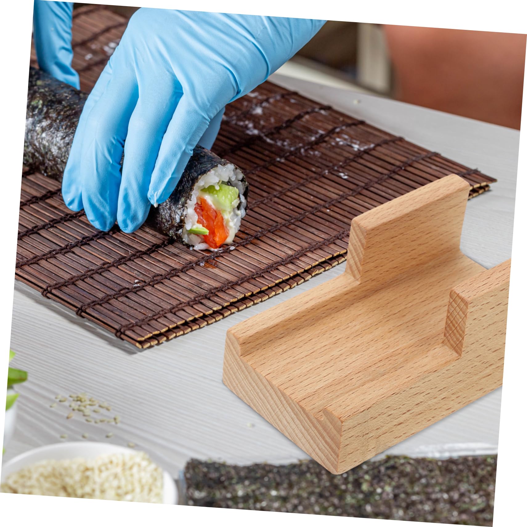 ABOOFAN Japanese Sushi Holder Tray Reusable Flat Slot Sushi Display Stand Elegant Design for Restaurants Home Use