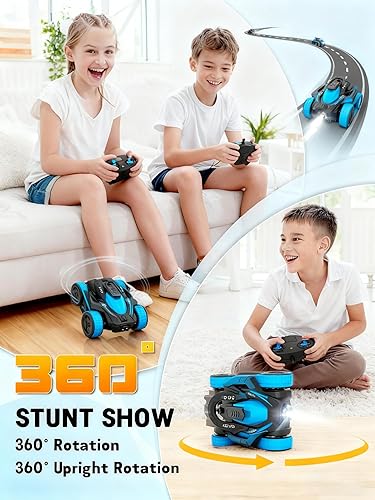 Miniatura 2 de Coche de acrobacias con control remoto de 360 vertical y lateral giratorio, camión todo terreno 4WD con dos baterías recargables, regalo de