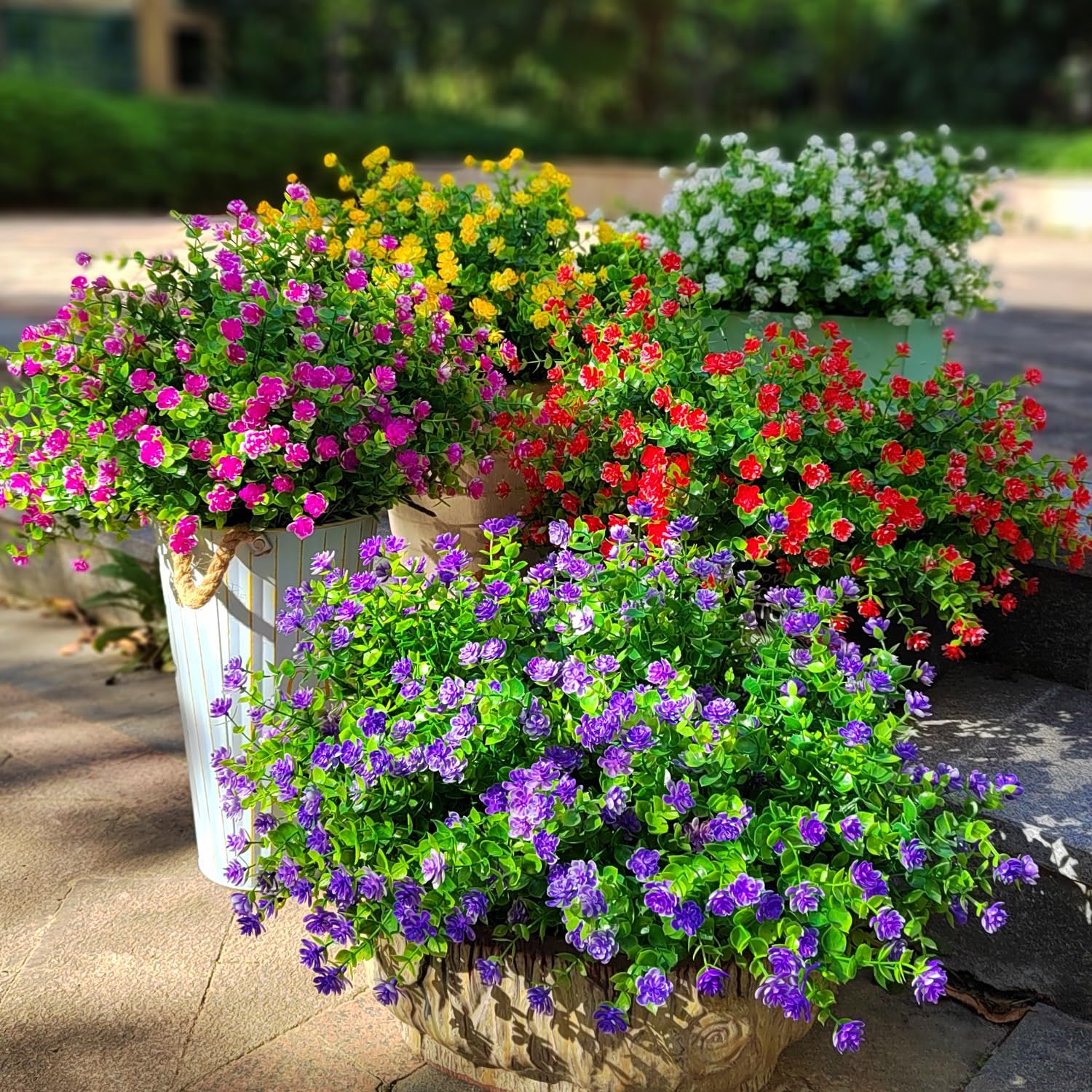 12 Bundles Artificial Flowers for Outdoors, UV Resistant Fake Flowers with Plastic Plants, Faux Flowers for Outside Window Box Front Porch Hanging Planter Decor (Purple) - Image 6