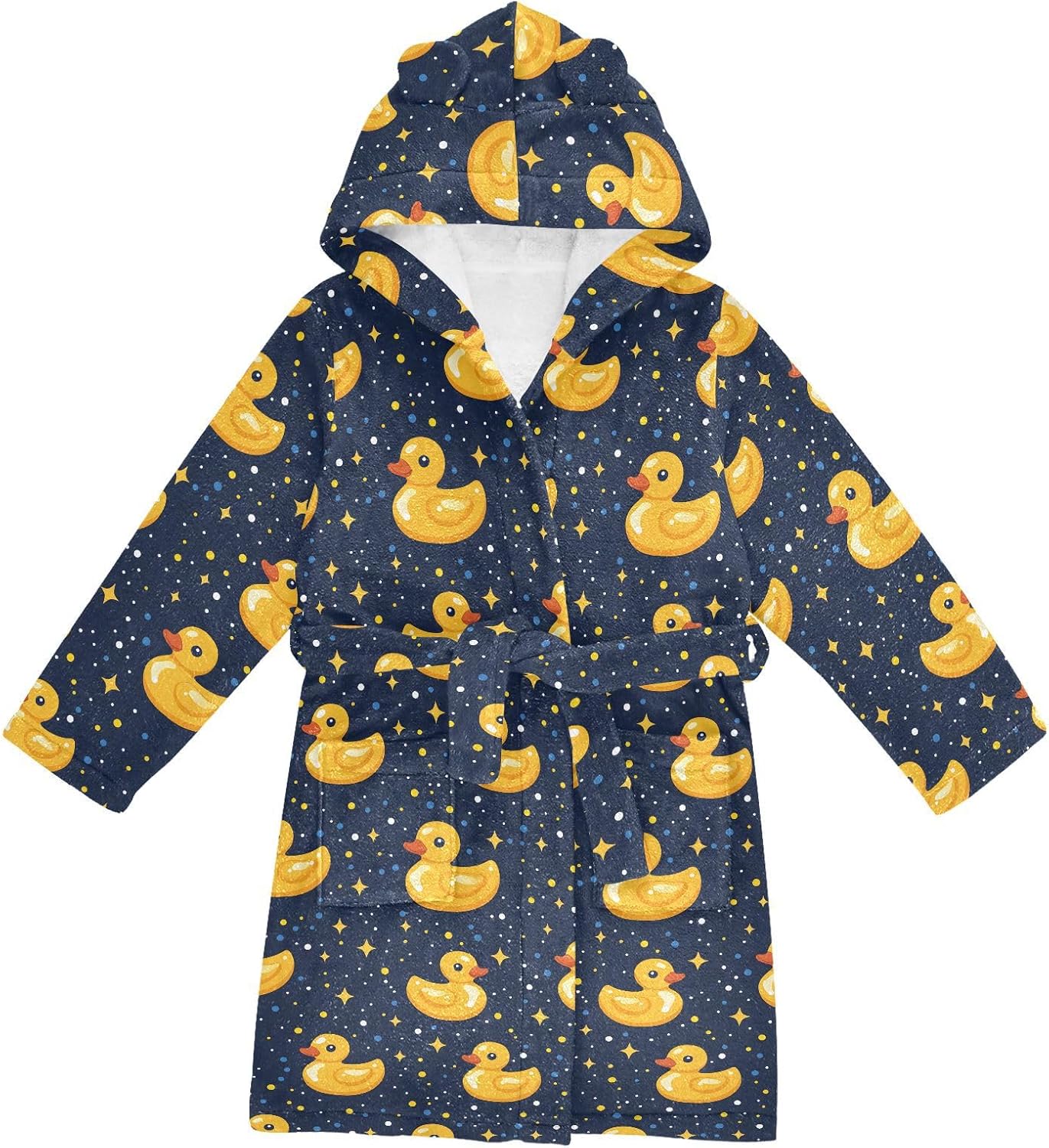 senya Funny Duck Swim I Toddler Hooded Bathrobe Kids Soft Plush Bath Towel Robes for Boys Girls 2-12 Years
