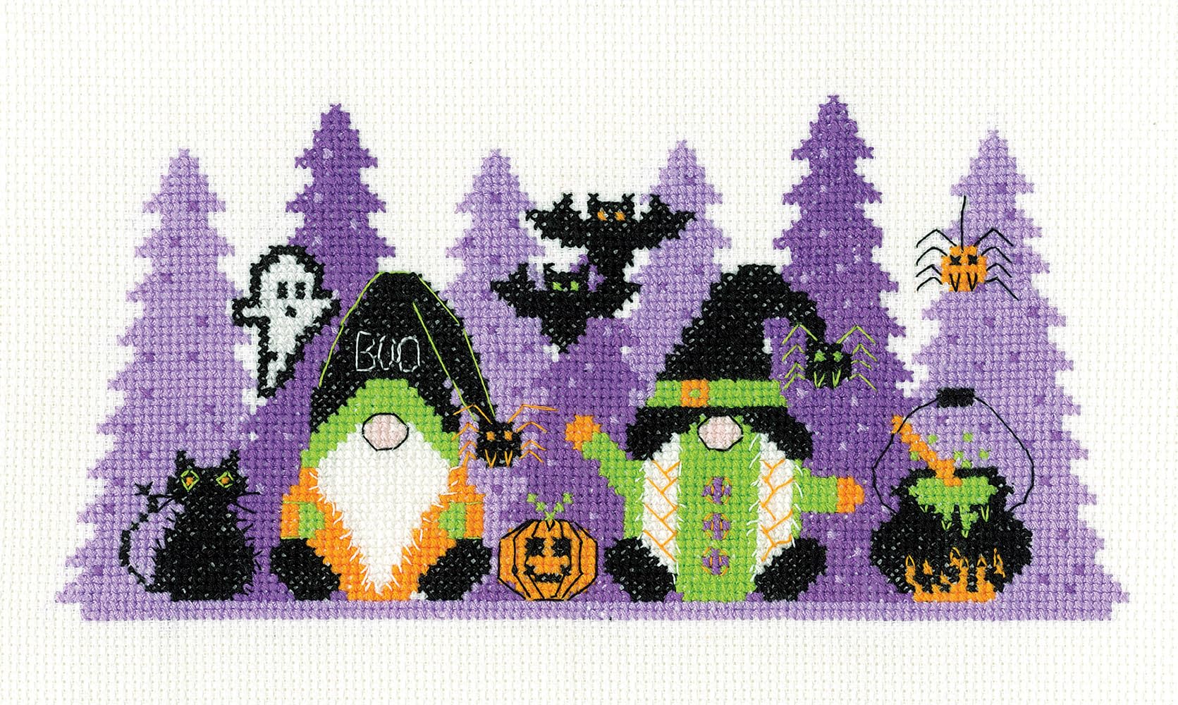 Heritage Crafts Halloween Hoots Counted Cross Stitch Gonks Kit
