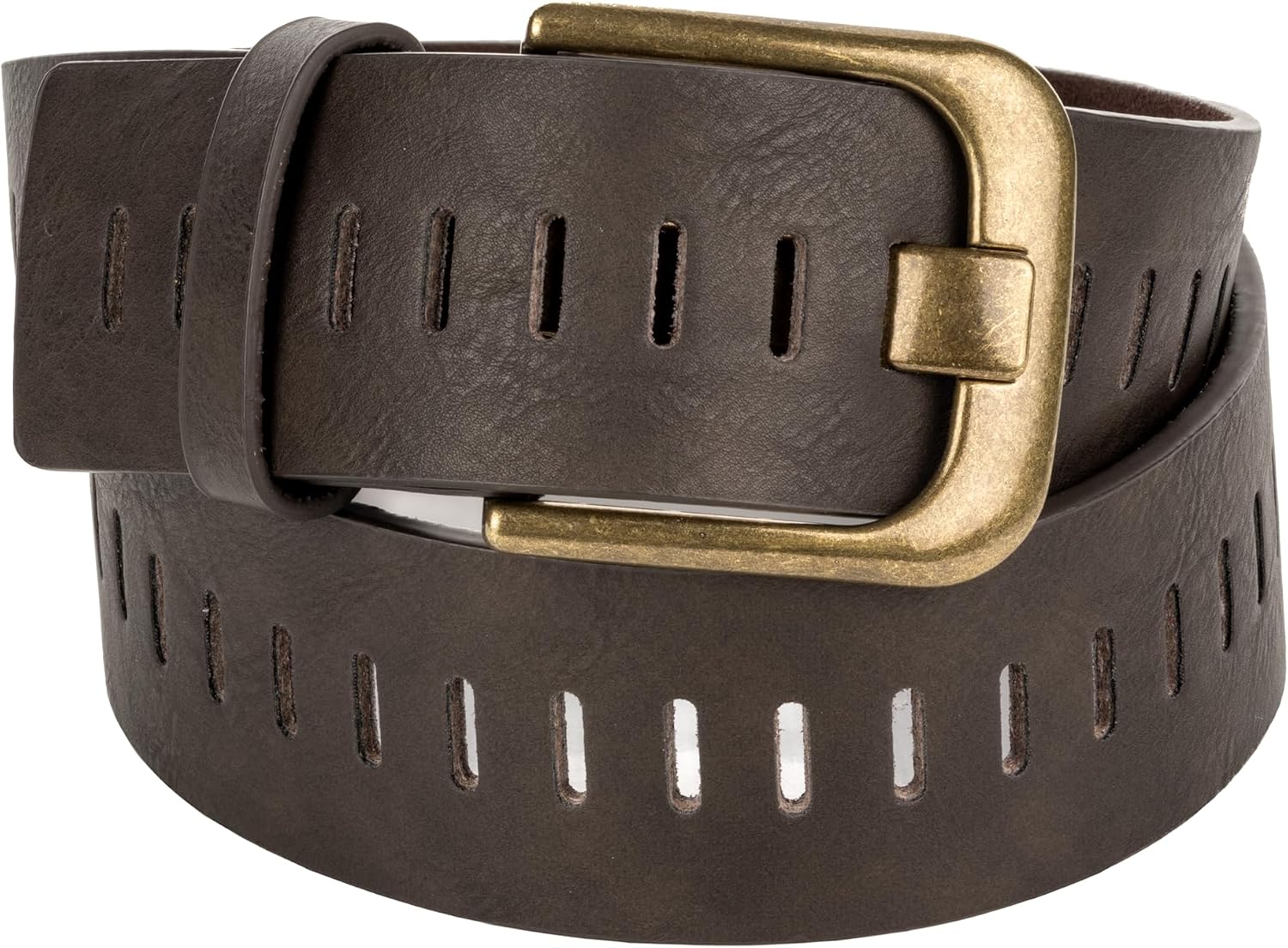 Gary Majdell Sport Men's 2" Genuine Leather Single Loop Dress Belt with Single Prong Metal and Embossed Buckles