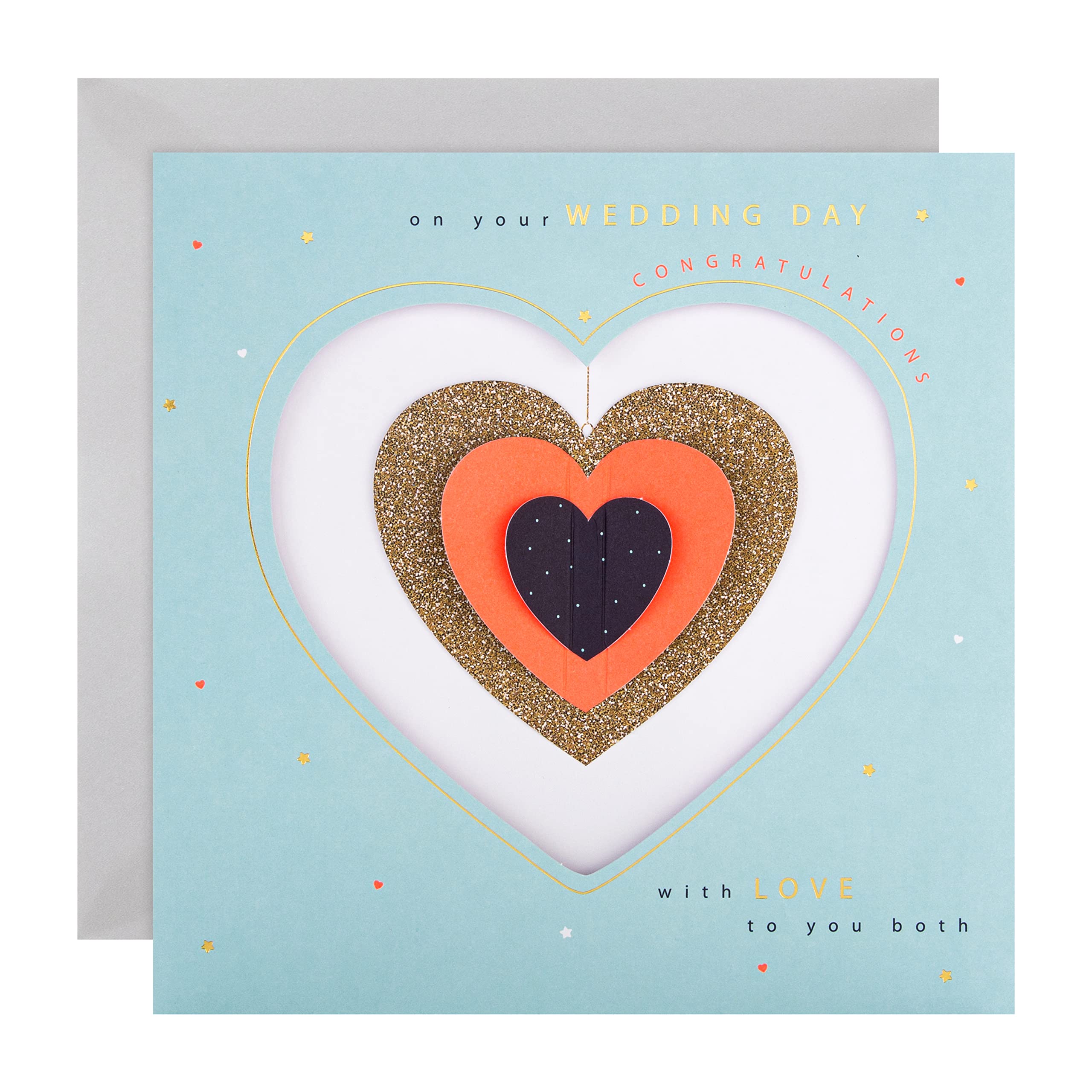 Large Wedding Card - Die Cut Heart Design