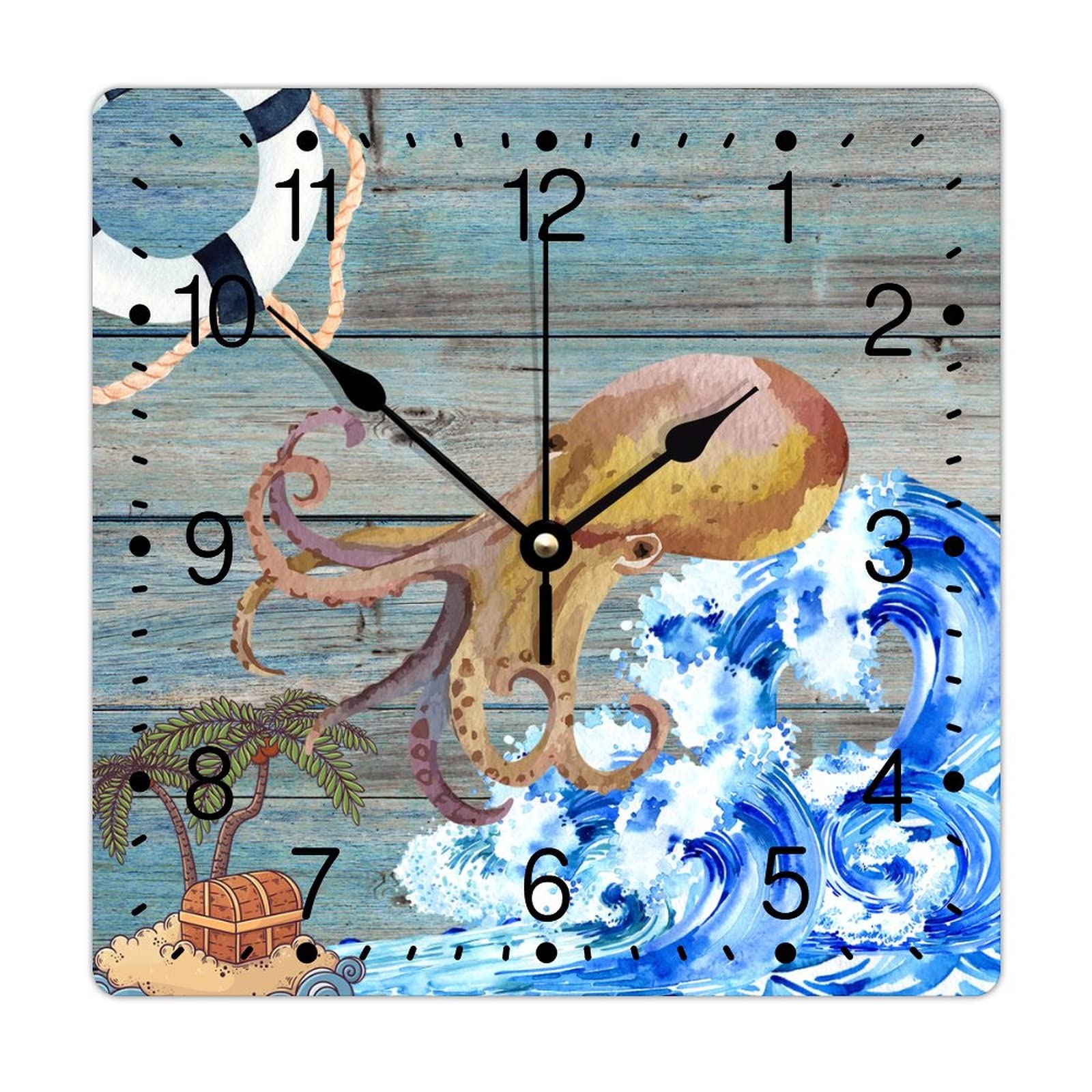 Horloge murale silencieuse pieuvre vintage sans tic-tac chic