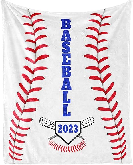 Baseball Throw Blanket for Men Women - 60x80 Inches Twin Size - Soft Fluffy Cozy Blankets Gift - White Sports Blanket Throws for Bed, Sofa, Winter