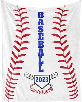 Baseball Throw Blanket for Men Women - 60x80 Inches Twin Size - Soft Fluffy Cozy Blankets Gift - White Sports Blanket Throws for Bed, Sofa, Winter