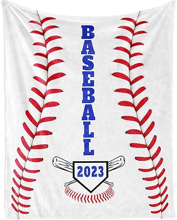 Baseball Throw Blanket for Men Women - 60x80 Inches Twin Size - Soft Fluffy Cozy Blankets Gift - White Sports Blanket Throws for Bed, Sofa, Winter