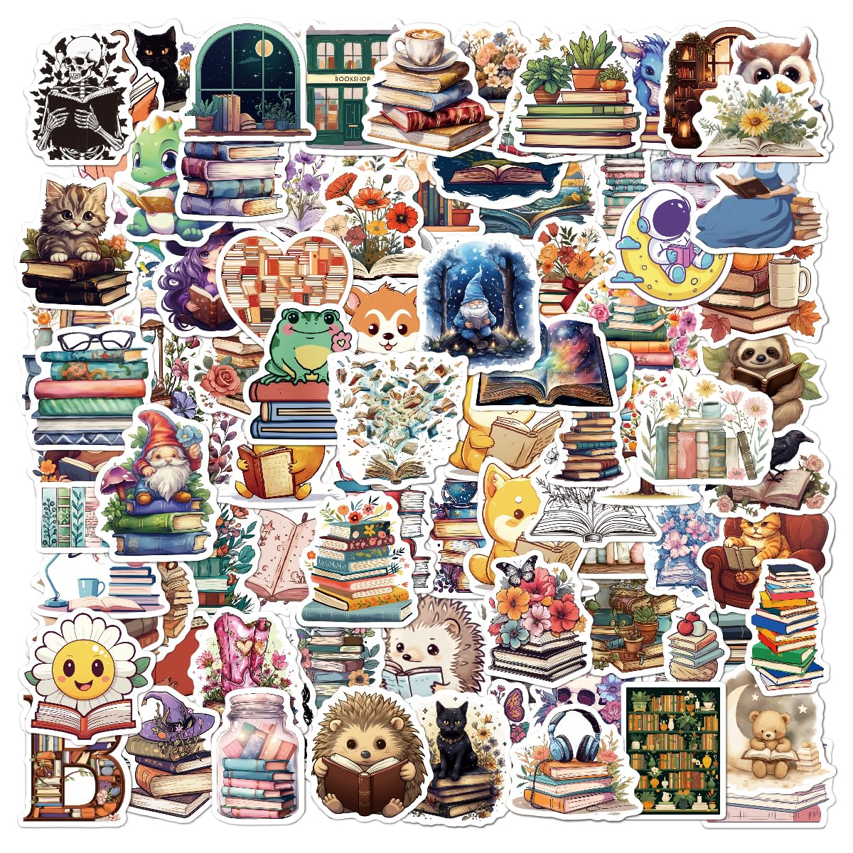 Kaderas Animal Reading Reading Animal Stickers 100 Pcs For Children, Teachers & Parents, Vinyl Book Stickers For Book Lovers