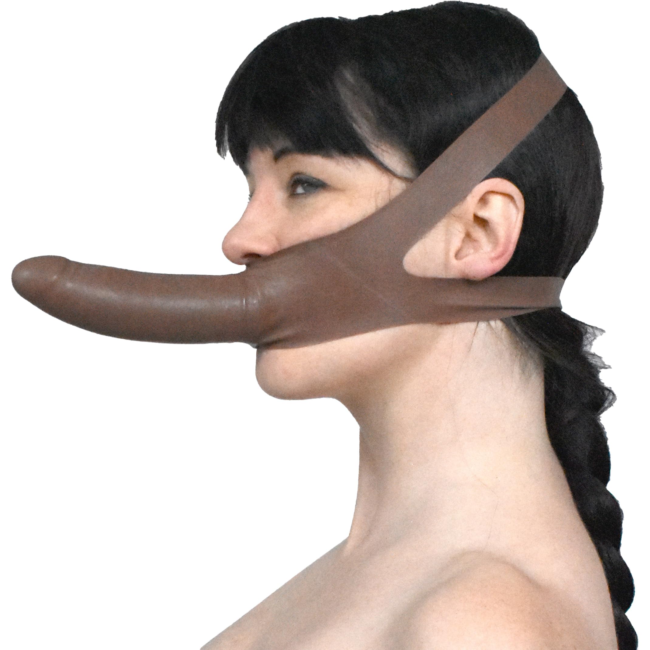 Mordaza BDSM de Látex con Dildo, Dildo Mordaza & Consolador Facial, SM Fetiche Bondage Arnés, Mouth Gag & Mordaza Sexo, Juguete Sexual para Parejas