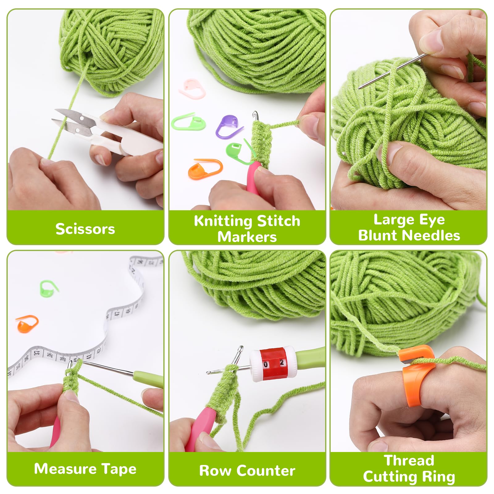 Royouzi Set De 11 Aiguilles à Crochet Avec Poignées Souples + 40 Accessoires - Kit Complet Pour Débutants Et Experts