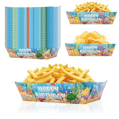 24 Pcs Marine Animals Paper Food Trays Birthday Party Supplies