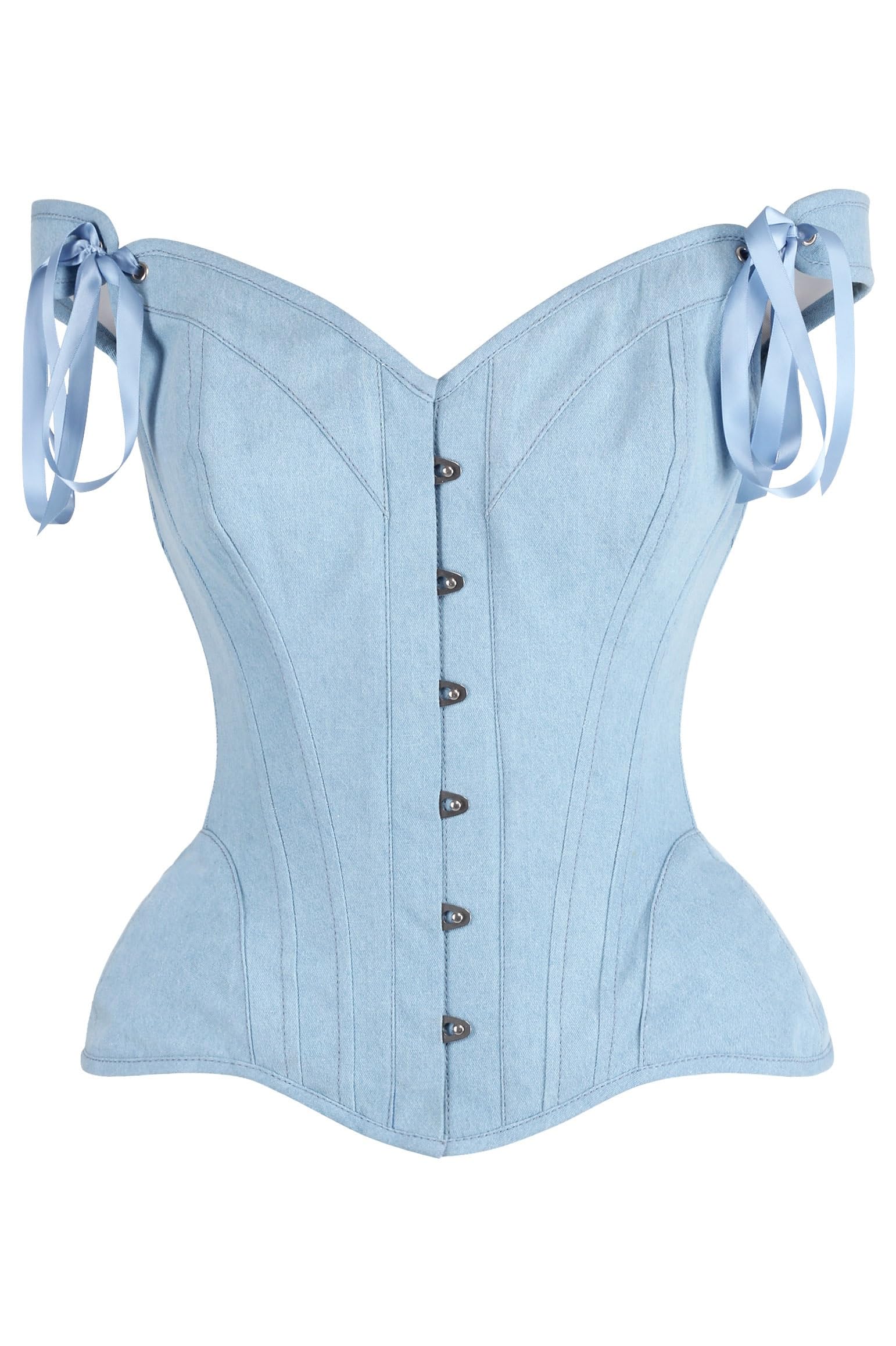 Daisy corsets womens Daisy Corsets Top Drawer Light Blue Denim Steel Boned Corset W Straps