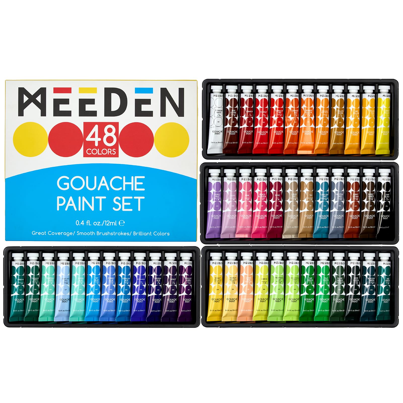 Amazon.com: MEEDEN Gouache Paint Tube Set - 48 x 12ml (0.4