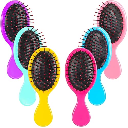 Miniatura 7 de Epakh Paquete de 6 mini cepillos de pelo húmedo para desenredar de viaje, cepillos desenredantes para niños pequeños, cepillo desenredante pequeño