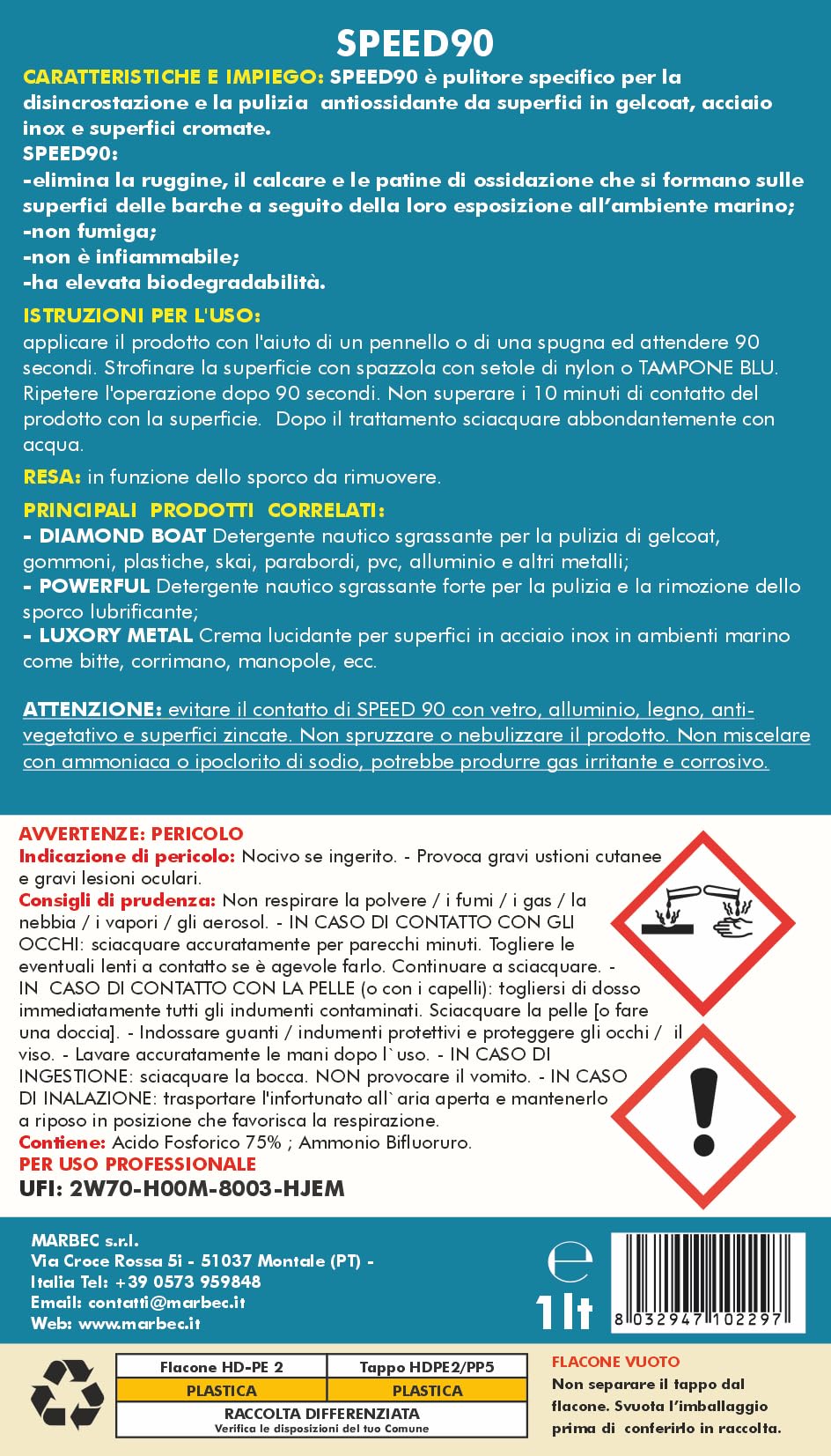 Marbec Speed90 Smacchiatore disincrostante Nautico per ruggine
