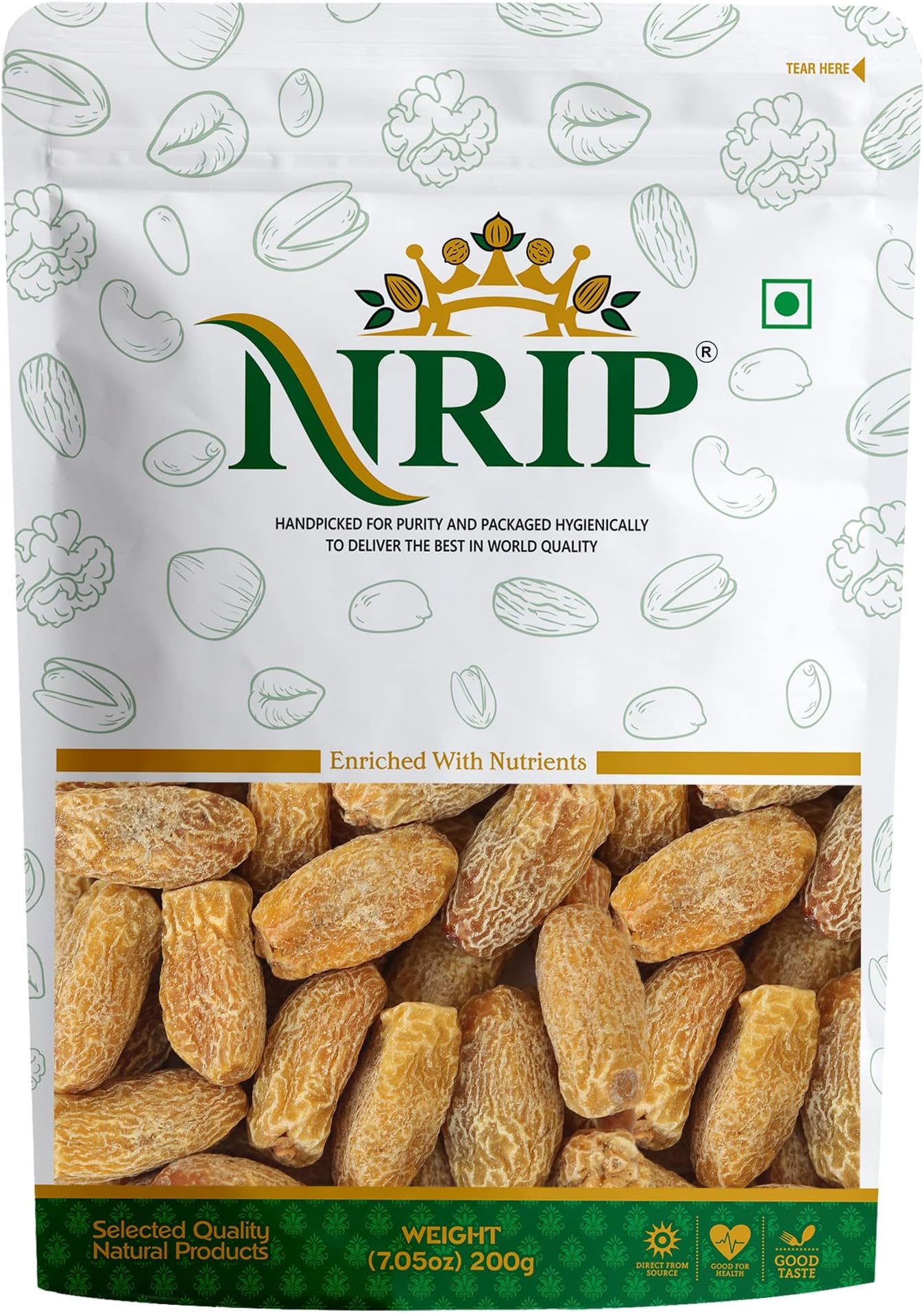 NRIP Yellow Dates Dry Khajoor (Pila Chuara) 200 Gm