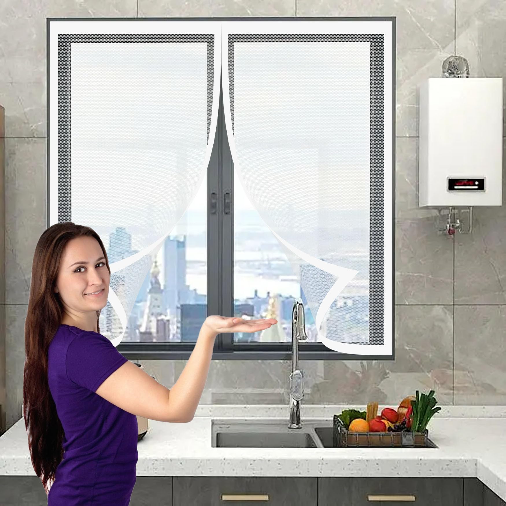 Moustiquaire magnétique pour porte-fenêtre maintenant l'air frais à la maison