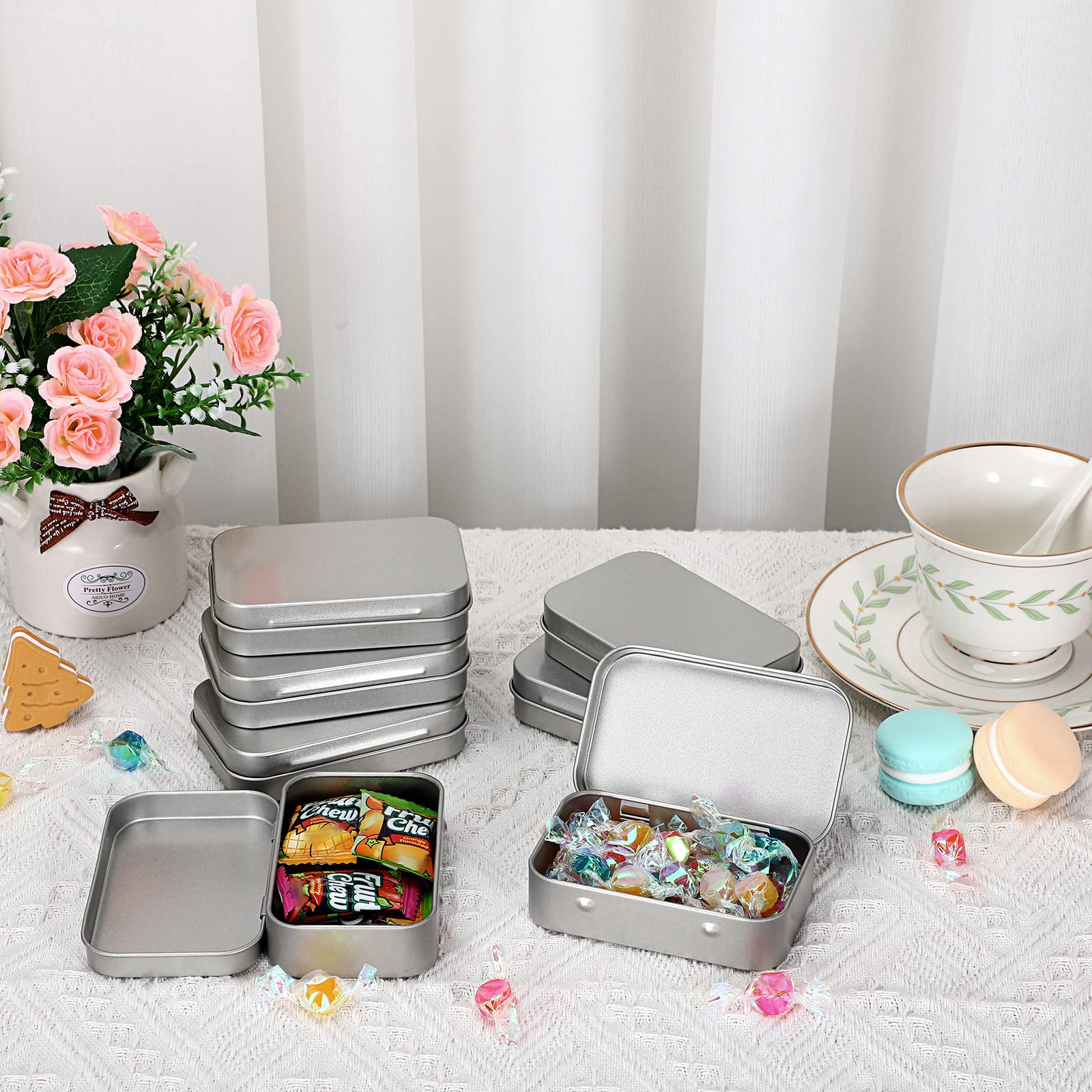 Amazon｜KJOET 金属製ヒンジ付き缶ボックス コンテナ 小さな金属製缶