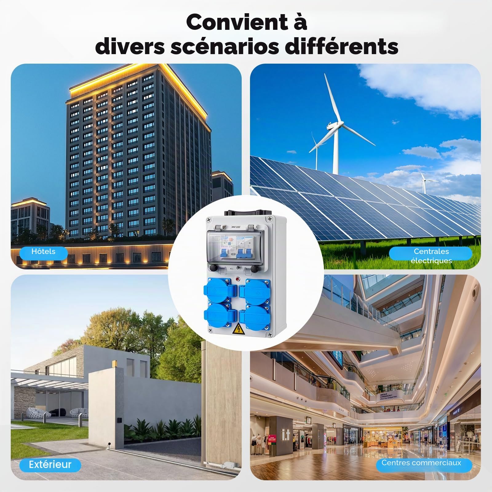 Coffret Électrique de Chantier 230 V, IP67 16A Coffret Chantier Répartiteur Mural avec Disjoncteur, Répartiteur de Courant 16A Distributeur de Courant Électrique avec Disjoncteur Coffret Chantier