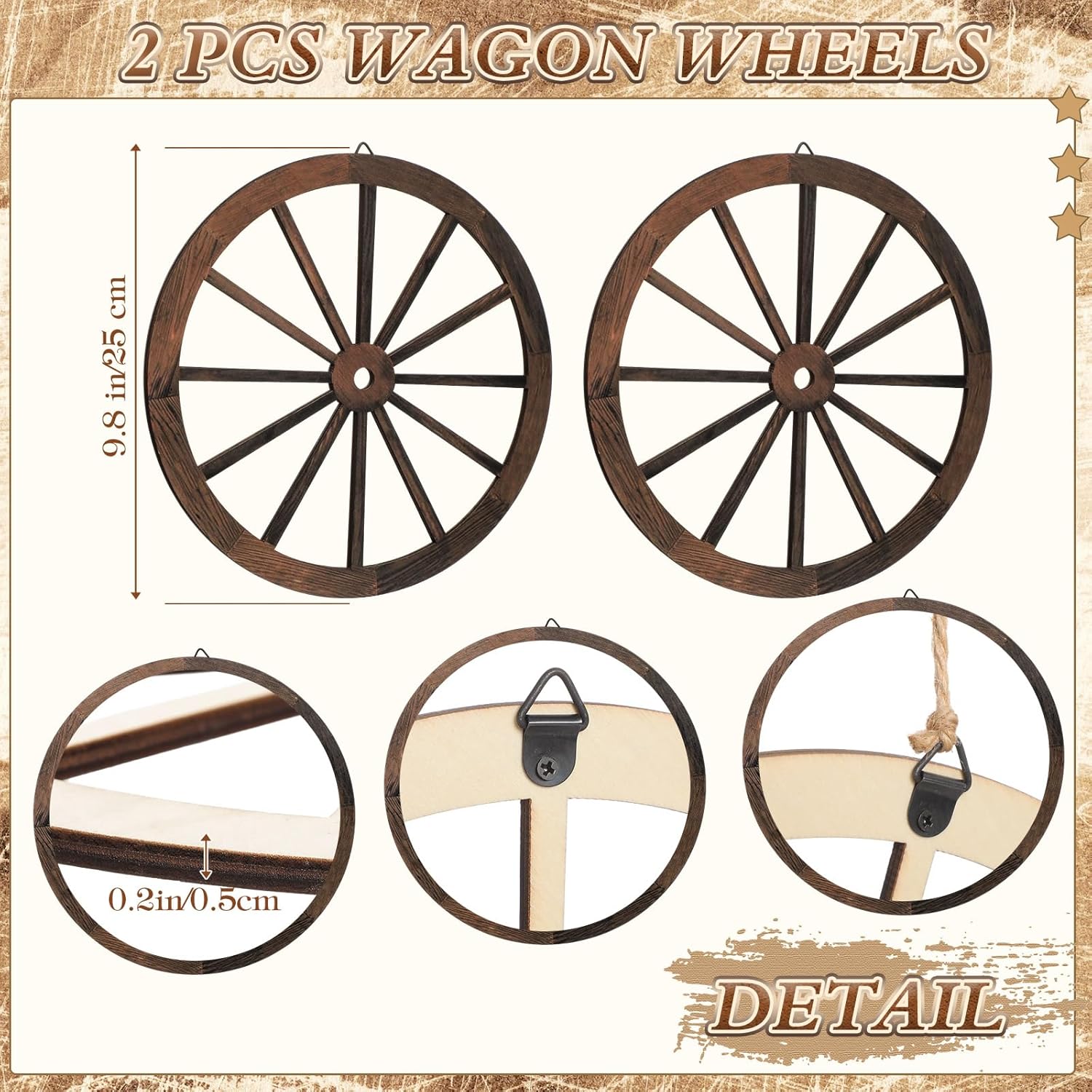 7 Pcs Cowboy Party Decoration Set Includes Hay Bales Boxes Wooden Bales Boxes Wagon Wheel Western Cowboy Birthday Decor Fake Hay Boxes Vintage Rustic Wagon Wheel for Fall Harvest Farm