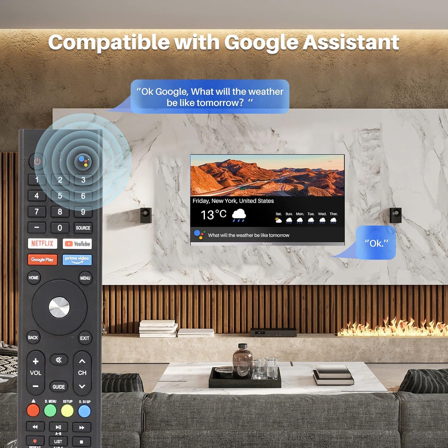 SYLVOX 24" Smart Google 12V TV do Kamperów | 1080P, Wbudowany Odtwarzacz DVD, Adapter 12V, Szeroki Zakres Napięcia 100-240V, Potrójny Tuner DVB-S2/T2, WiFi, HDMI/USB, Dla Autokarów/Ciężarowych