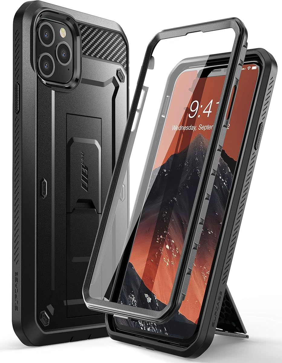 for iPhone 11 Pro Max Case (6.5 inch) with Screen Protector, Black | Built-in Kickstand, 360° Rotating Belt Clip, Full-Body Rugged Holster Case, Military-Grade Protection, Unicorn Beetle Pro