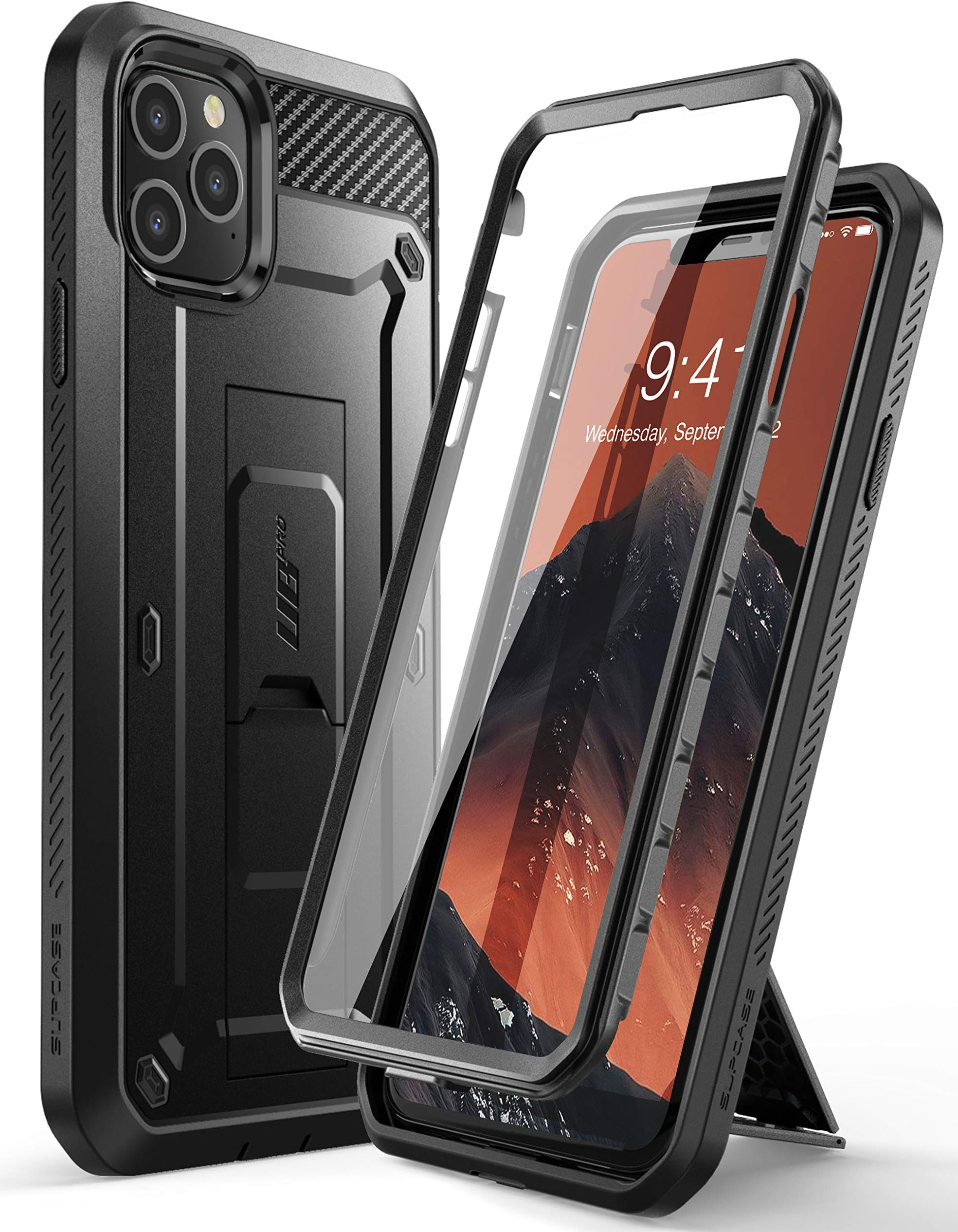 SUPCASE Unicorn Beetle Pro Series Case Designed for iPhone 11 Pro Max 6.5 Inch (2019 Release), Built-in Screen Protector Full-Body Rugged Holster Case (Black)