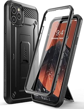 SUPCASE iPhone 11 Pro Max Case, 6.5" Screen Protector Film with Lumbar Clip US Military Standard Certified Shockproof Dustproof Full Body Protection UBPro Series Black
