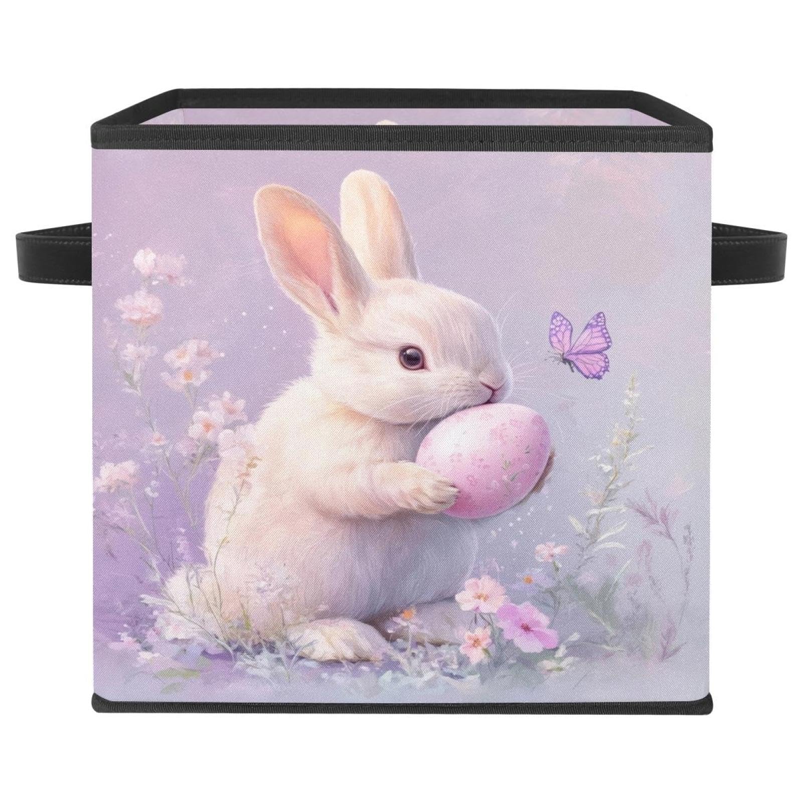 Boîte de rangement tissu Oxford pliable grand cube de 28 cm avec poignées