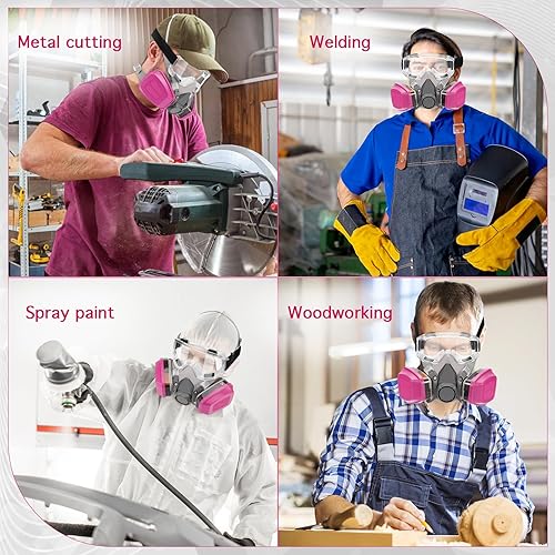 Miniatura 7 de Panbear Respirador químico activo de gases de carbono - para vapor, pintura, polvo, formaldehído, lijado, pulido, pulverización, pulido a máquina
