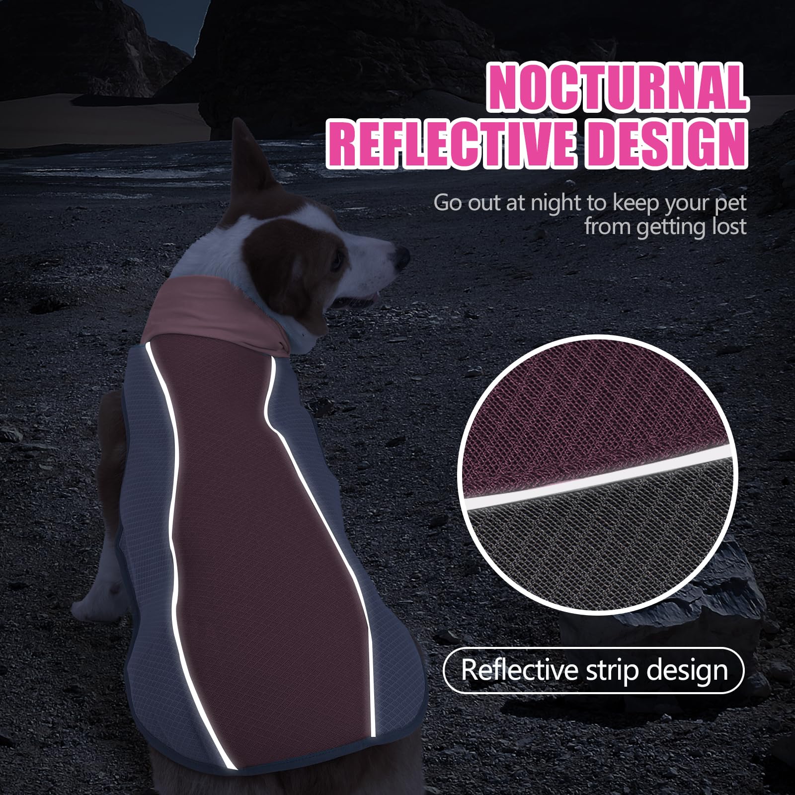 Elehui Dog Cooling Vest,Evaporative Comfortable Dog Cooling Coat,Breathable Pet Cooling Vest,Summer Sun Protection Dog Jacket with Reflective Stripes for Small Medium and Larg (Pink - Image 4