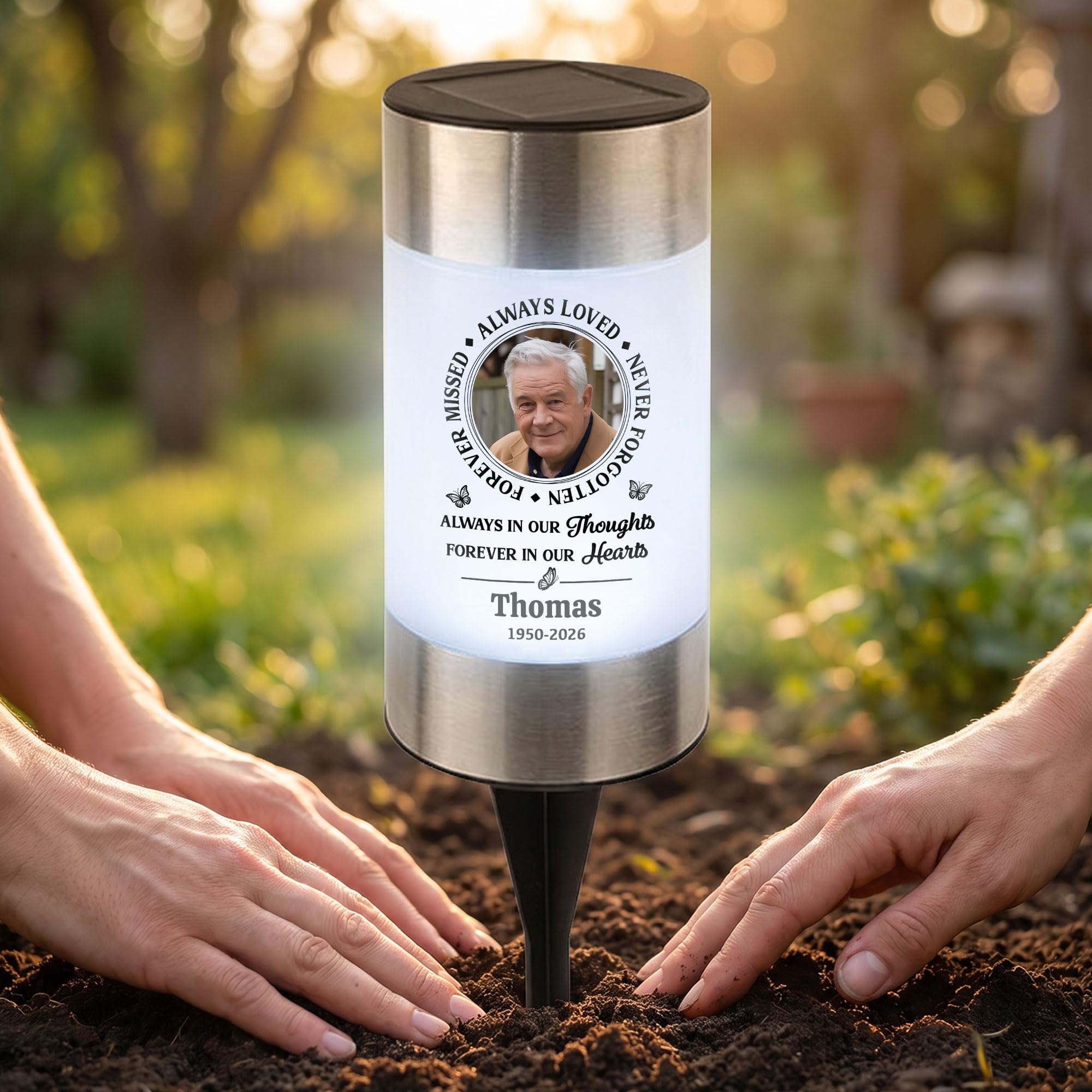 callie Personalised Memorial Photo Solar Garden Lights, Custom Solar Light Outdoor for Cemetery Grave with Name & Year | Remembrance Sympathy Gifts for Loss of Loved