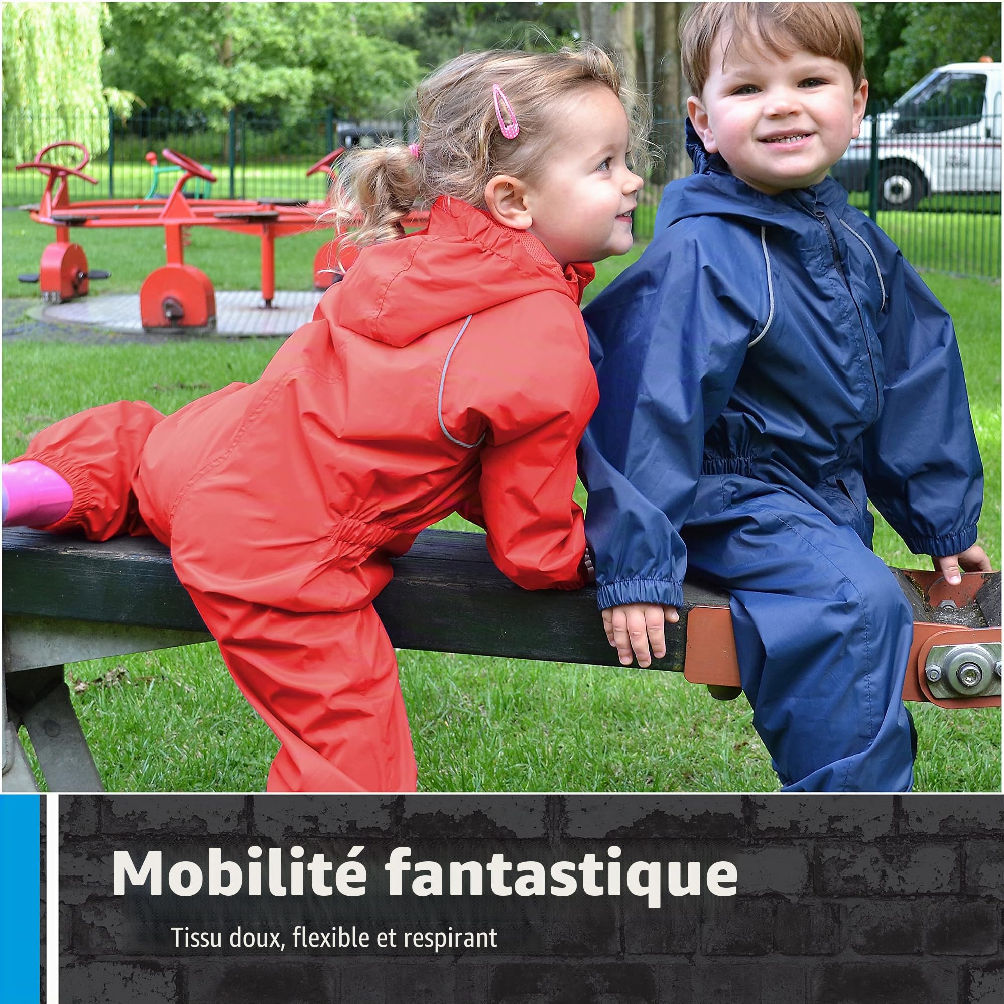 Combinaison de pluie imperméable pour enfant Rouge Taille 7-8
