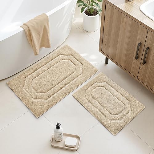 Miniatura 9 de HOMEIDEAS Juego de alfombras de baño de 2 piezas, alfombra de baño de felpa de microfibra extra suave y absorbente con respaldo antideslizante