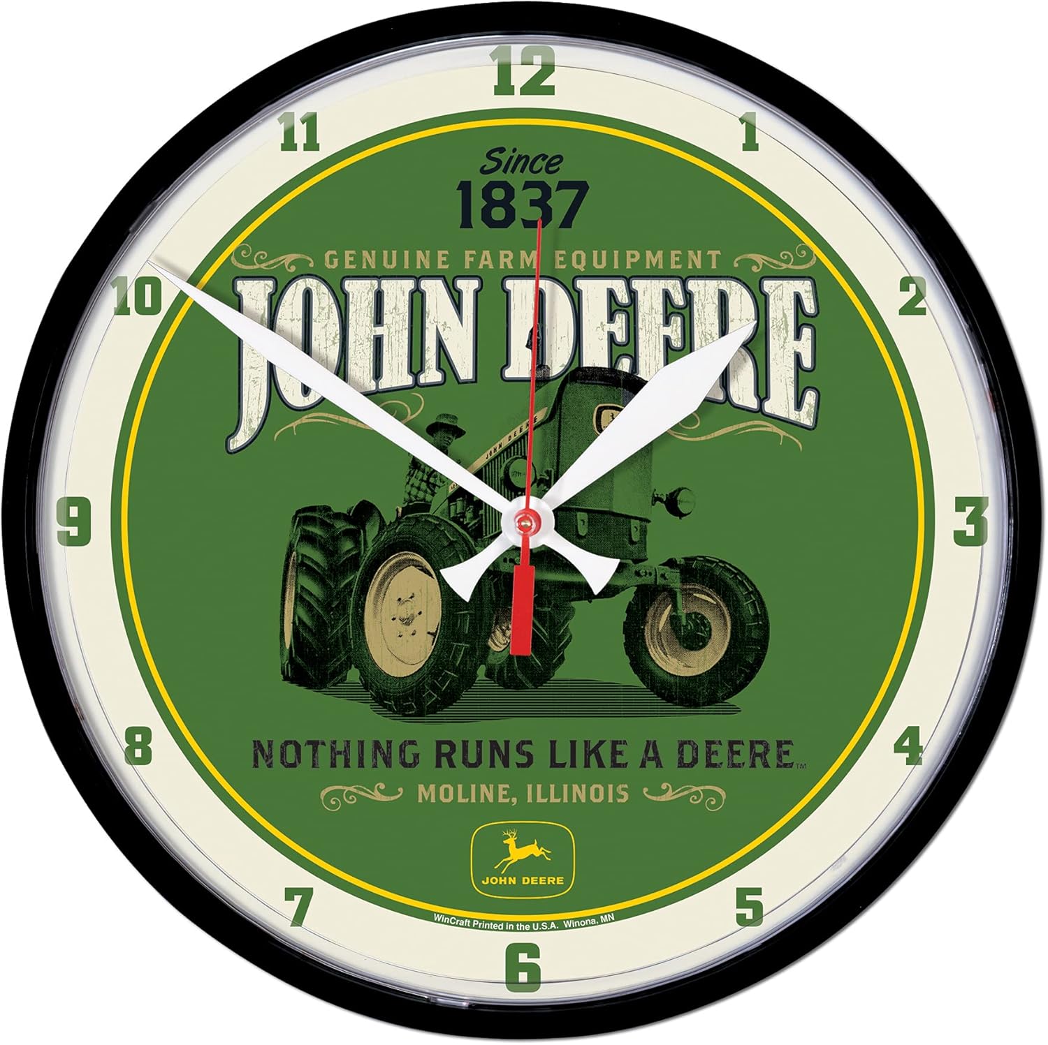 John Deere Clock Round Nothing Runs Like A Deere Tractor
