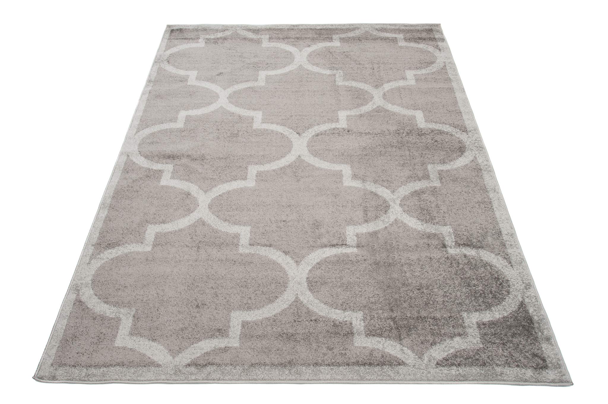 Tapiso LAZUR dywan do salonu, krótkie runo, nowoczesny design, ornament, wzór ciemnoszary, kremowy, marokański, geometryczny kratka, Ökotex 140 x 190 cm