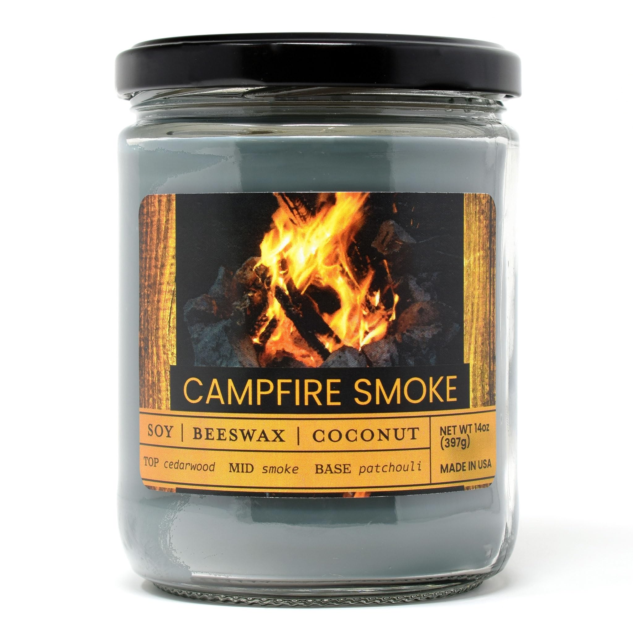 Campfire Smoke Scented Jar Candle - Highly Scented - Made with Plant Based Wax - Handmade in The USA - Candeo Candle