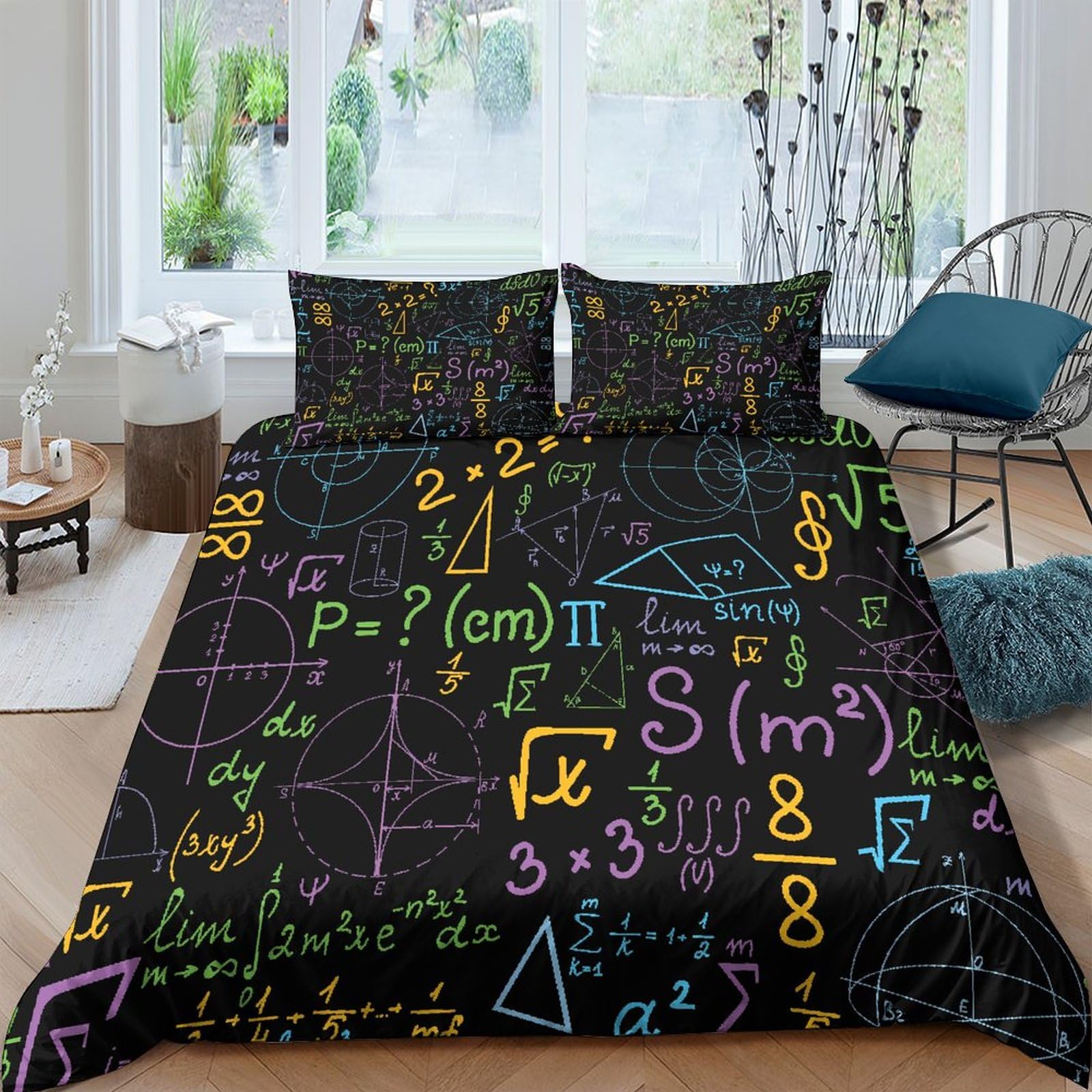 Housse de couette formule mathématique King 220x240 cm avec taies