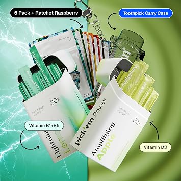 pick'em vitamin flavoured toothpicks Powerline Pro Bundle [200x FLAVOURED TOOTHPICKS AND CARRY CASE] - the lifestyle alternative to chewing gum (Pro Bundle) - toothpicks with flavour