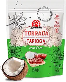 OKOSHI - Torrada de Tapioca com Coco - Snacks Saudáveis de Baixas Calorias, Lanches Fit para a Dieta - Vegano, Sem Açúcar, Sem Glúten, Sem Lactose, Sem Gordura Trans, Kosher - 75g