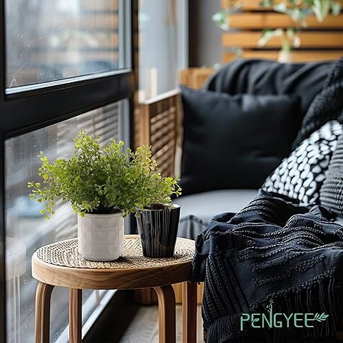 Miniatura 5 de Paquete de 4 plantas artificiales pequeñas, plantas artificiales de interior para decoración del hogar, mini juego de plantas falsas para estantes,