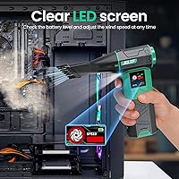 Vista 7 de Electric Air Duster Upgraded, 130000RPM Snow Blower Compressed Air Duster, 2 * 4000mAh Removable Batteries, Cordless Air Blower Electric Cleaner Kit