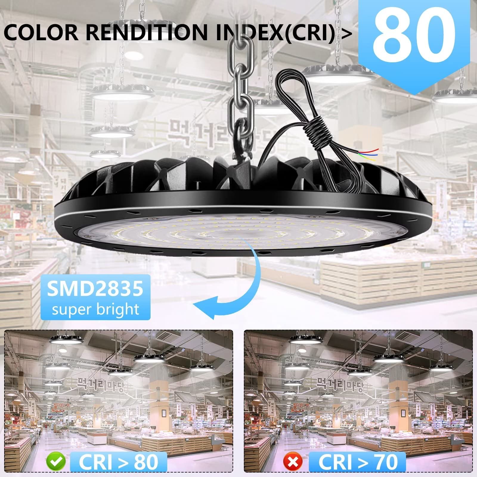 loyal 100W UFO Faretto LED 10000LM, 6000K Bianco Freddo Potente Alta Luce Della Baia, IP65 Impermeabile UFO Lampada da Officina, LED Industriale Interni per Fabbrica Magazzino