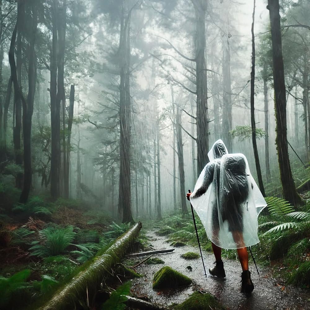 LEEPAT Einweg-Regenponchos 5er Pack - Transparente Regencapes Mit Kapuze