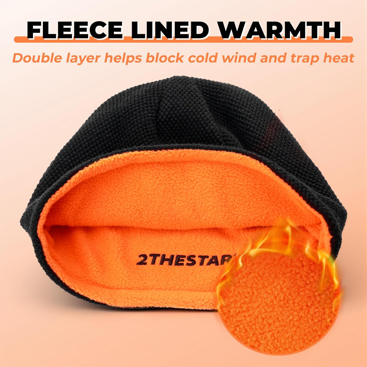 Winter Beanie Hat Warm Windproof Skull Cap Reversible Fleece Lined Unisex Women Toboggan Knit Hat for Cold Weather - Image 3