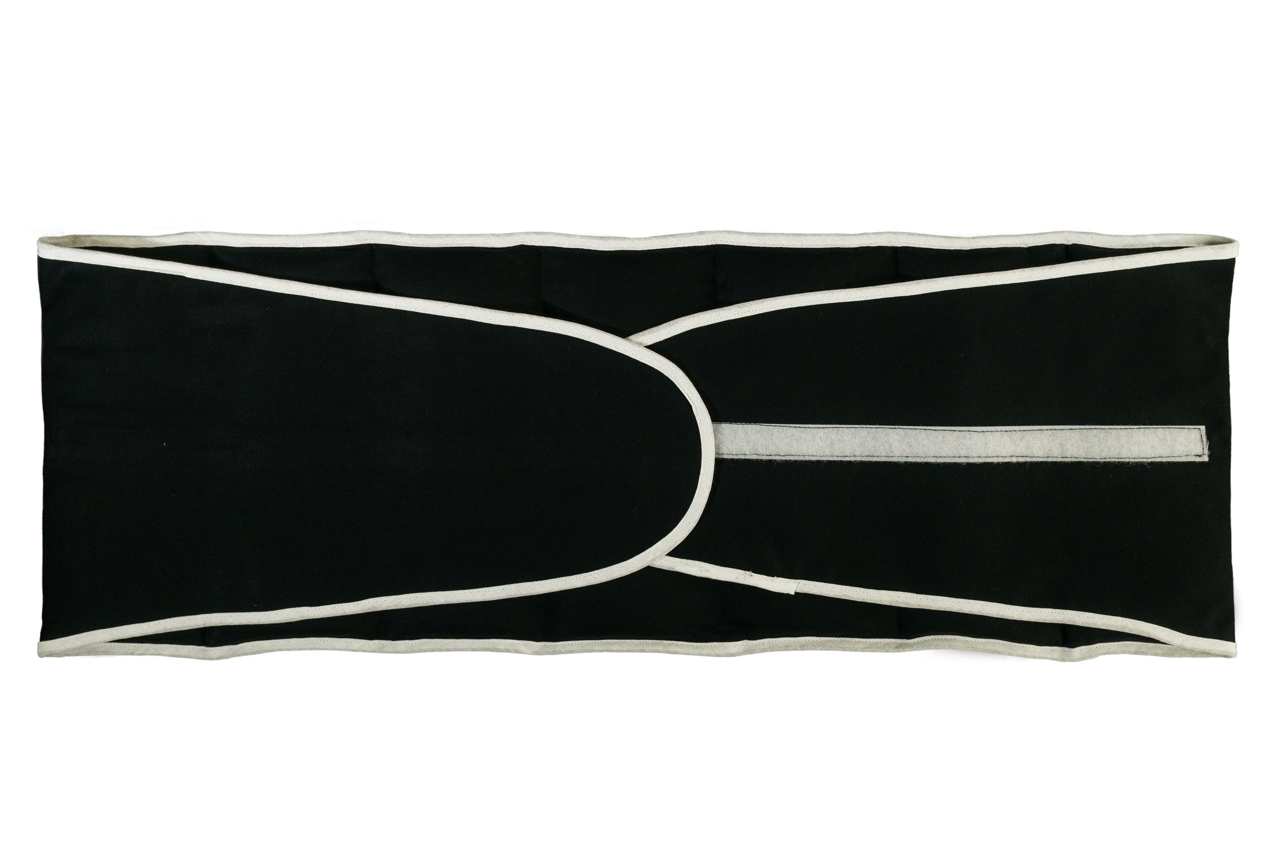 Coussin-ceinture aux graines de lin à sept compartiments avec fermeture à bande auto-agrippante - longueur environ 135cm - Coussin thermique XXL - Ceinture-bouillotte, noir